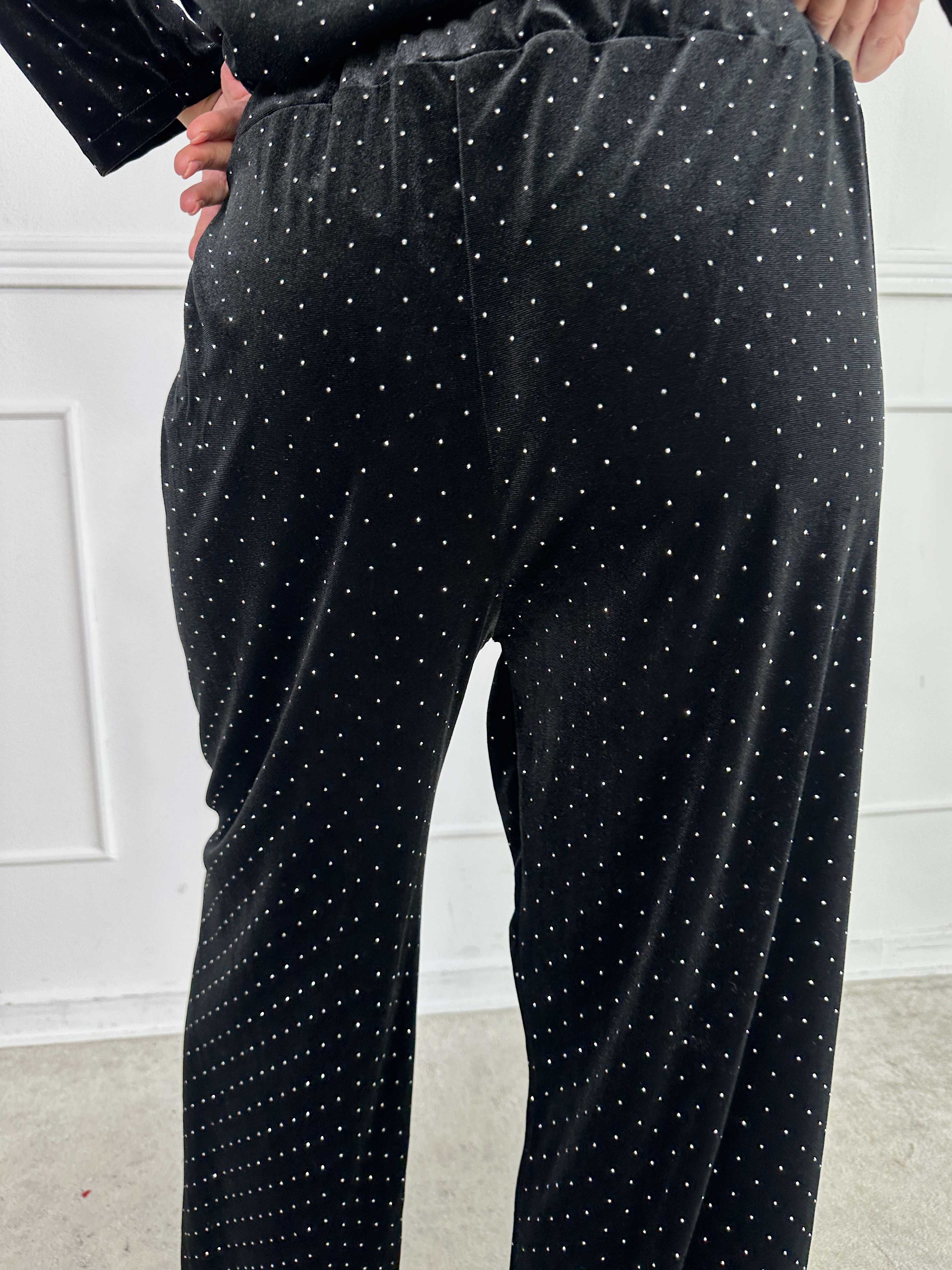 Sparkling - Blødt velour sæt med skinnede sten